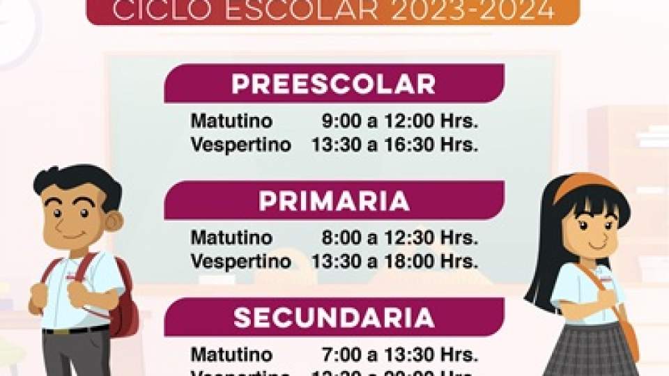 Clases en todas las escuelas de nivel básico de Sonora con el horario habitual: SEC