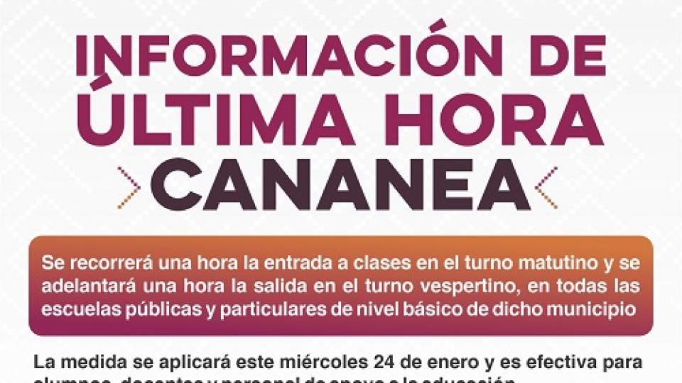 Cananea tendrá modificación de horario de clases este miércoles 24 de enero: SEC Sonora 