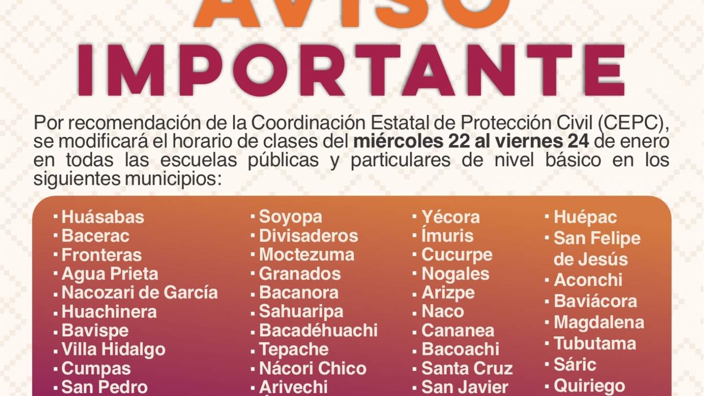 Modifica SEC horario de clases en 41 municipios ante pronóstico de bajas temperaturas